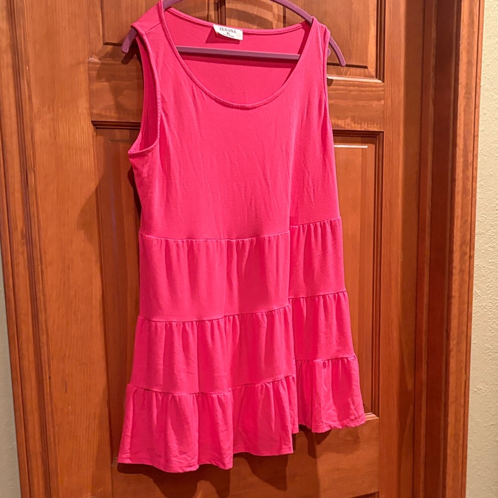 Zenana Outfitters Fuchsia Tiered Kids Dress